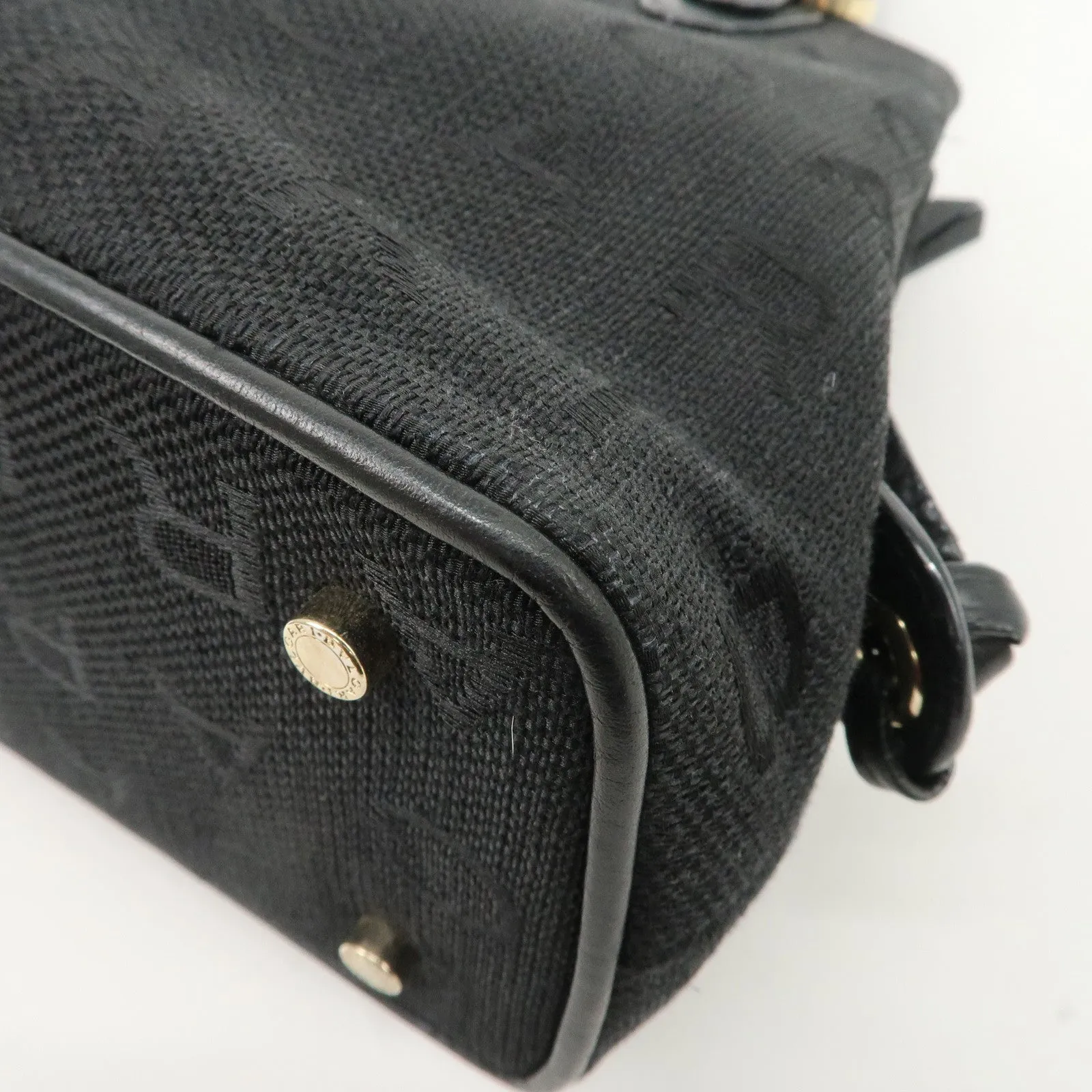 BVLGARI Logo Mania Canvas Leather 2Way Bag Hand Bag Black Used