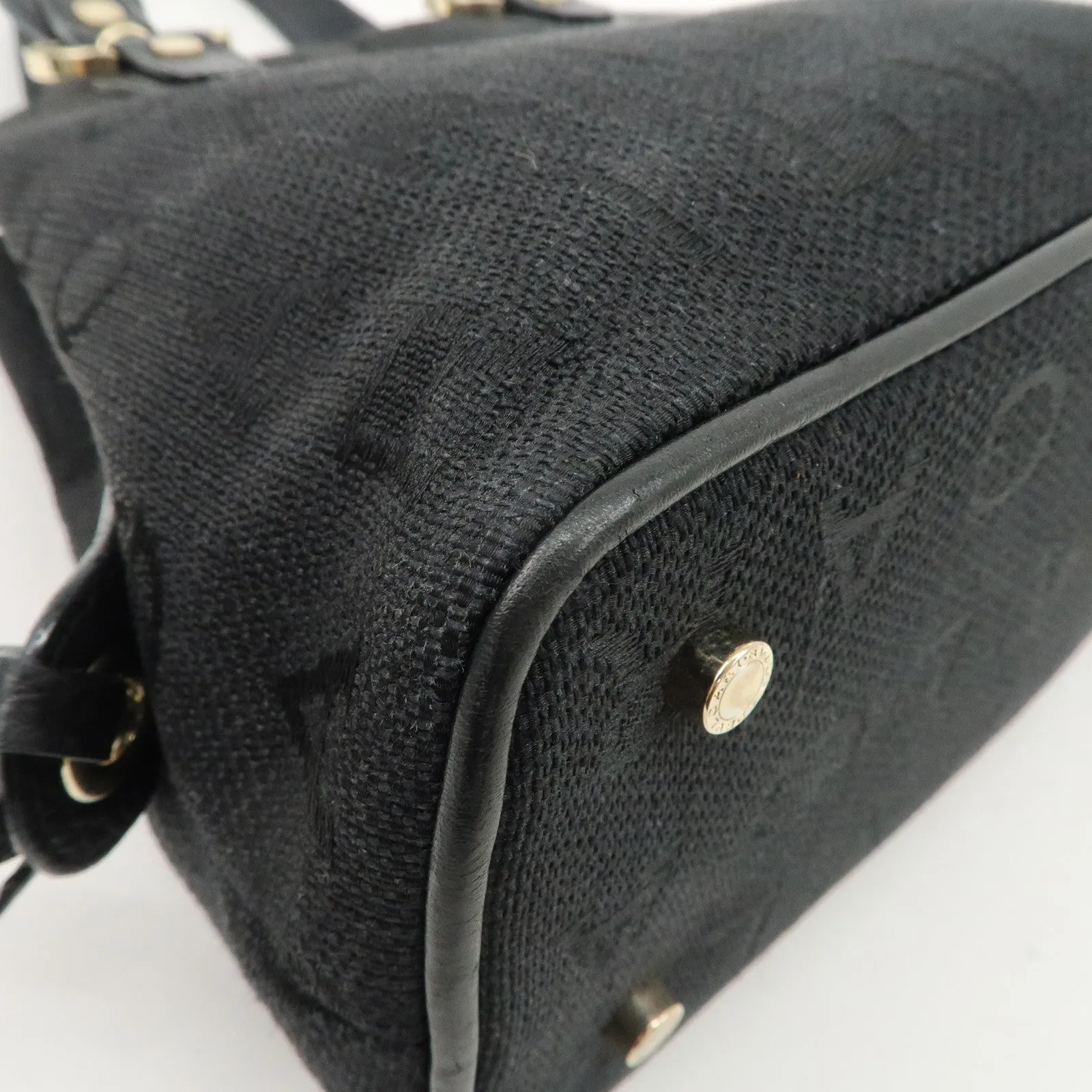 BVLGARI Logo Mania Canvas Leather 2Way Bag Hand Bag Black Used