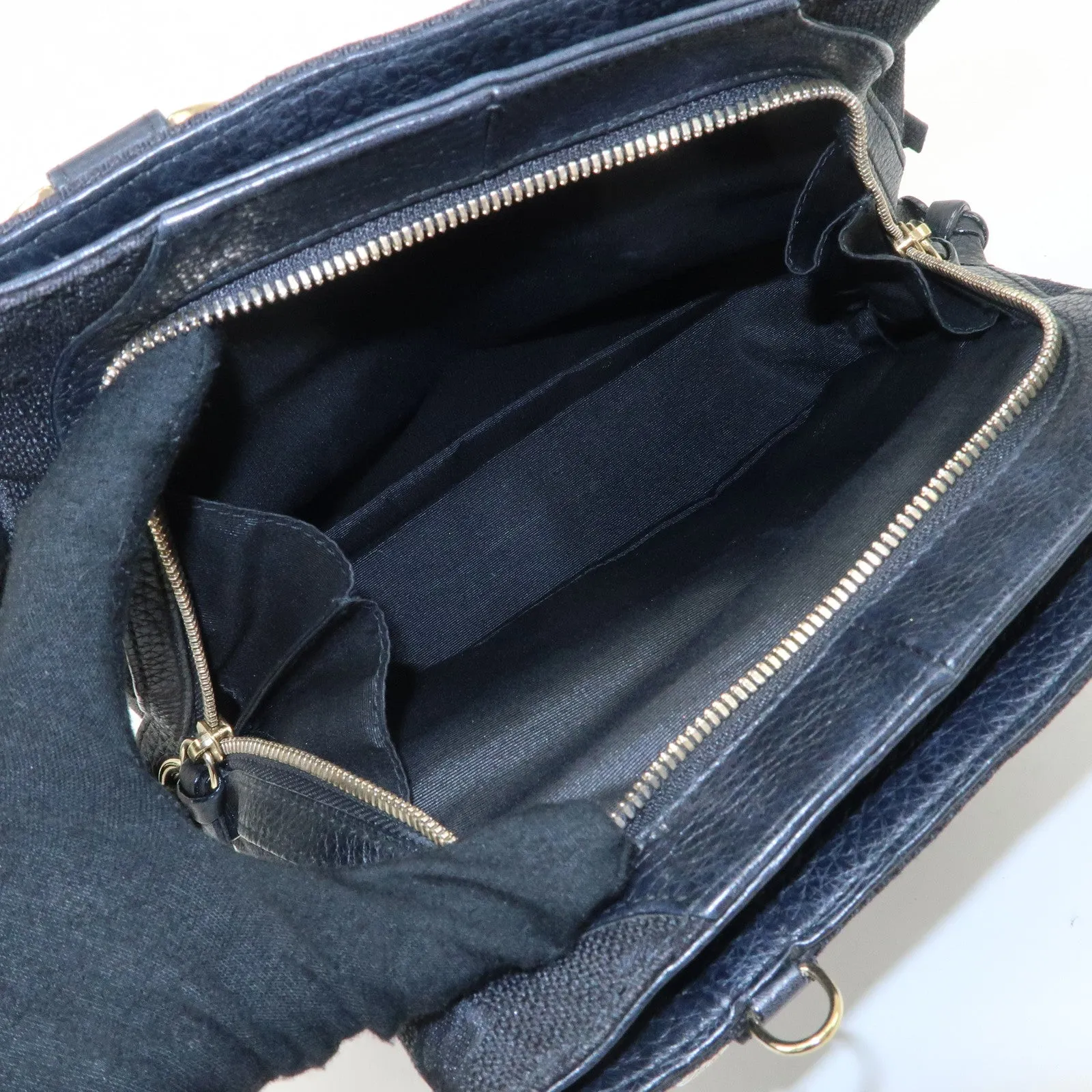 BVLGARI Logo Mania Canvas Leather 2Way Bag Hand Bag Black Used