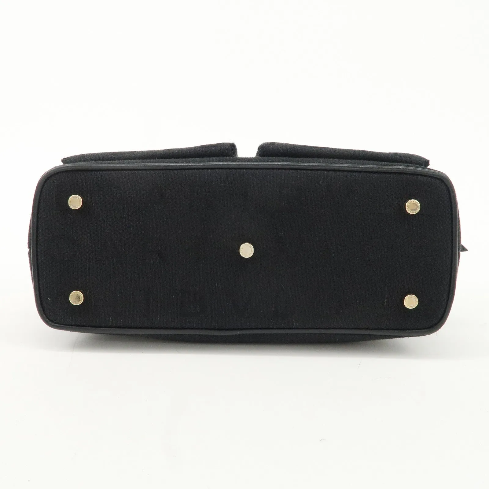 BVLGARI Logo Mania Canvas Leather 2Way Bag Hand Bag Black Used