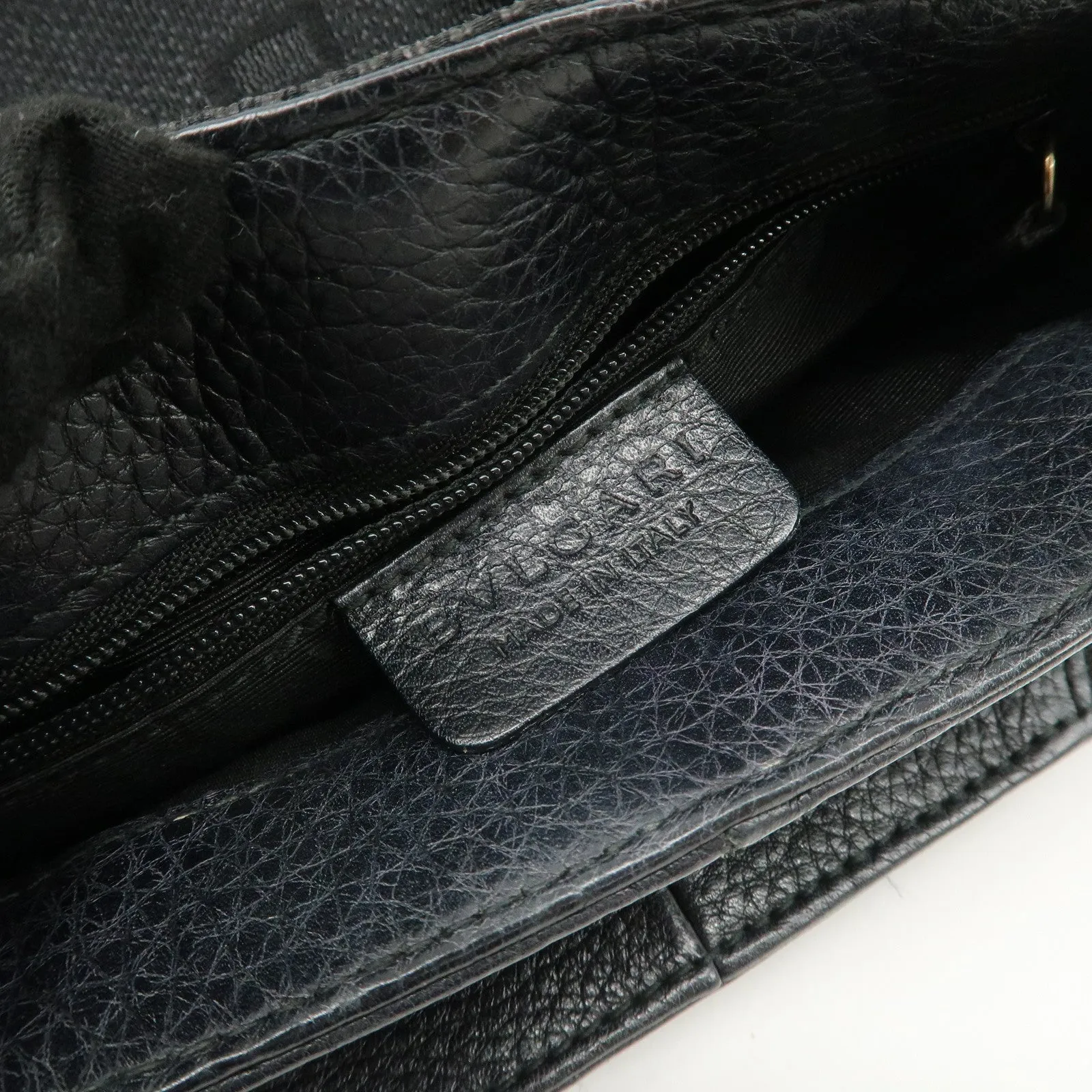 BVLGARI Logo Mania Canvas Leather 2Way Bag Hand Bag Black Used