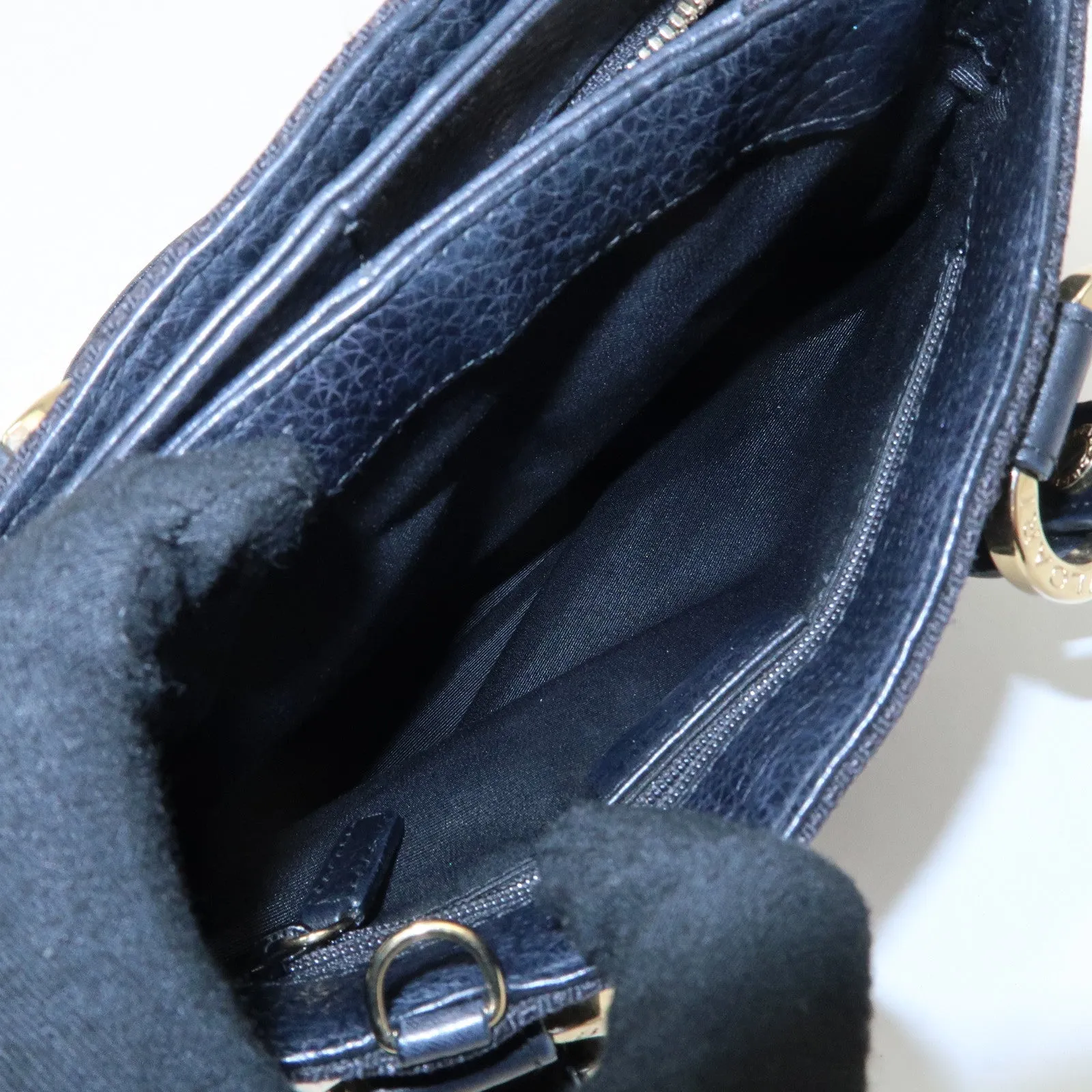 BVLGARI Logo Mania Canvas Leather 2Way Bag Hand Bag Black Used