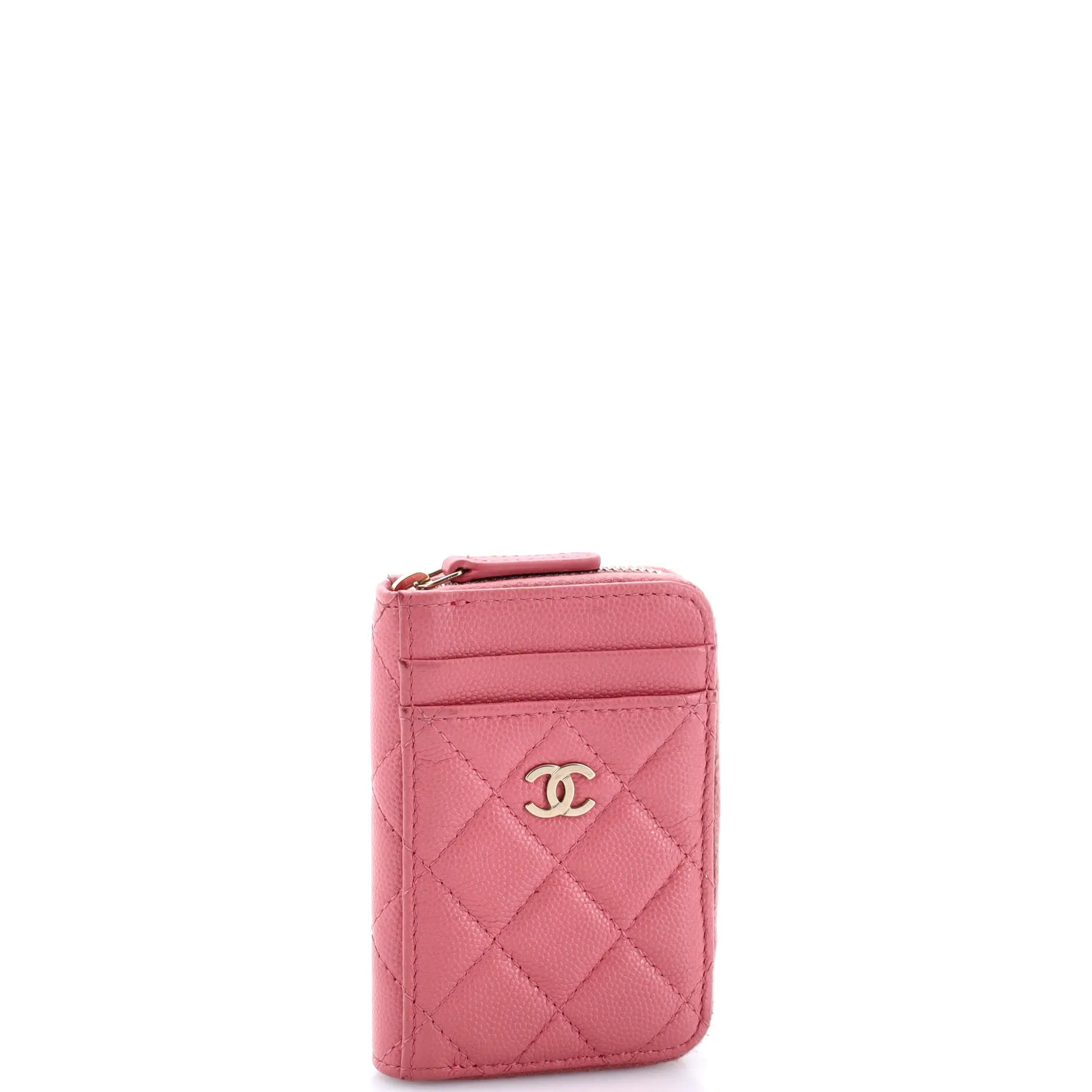 CC Card Holder Zip Coin Purse Quilted Caviar