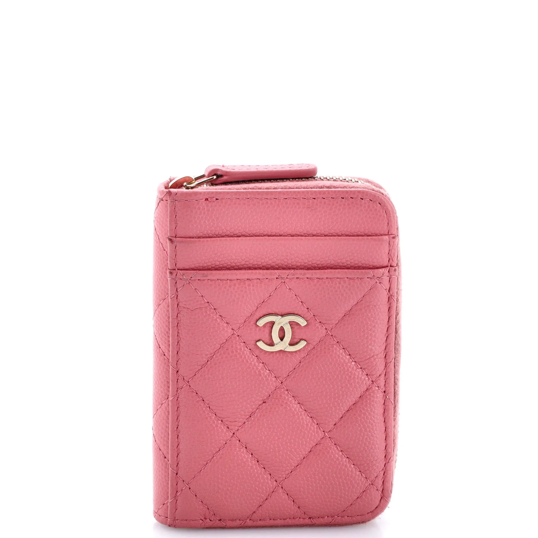 CC Card Holder Zip Coin Purse Quilted Caviar
