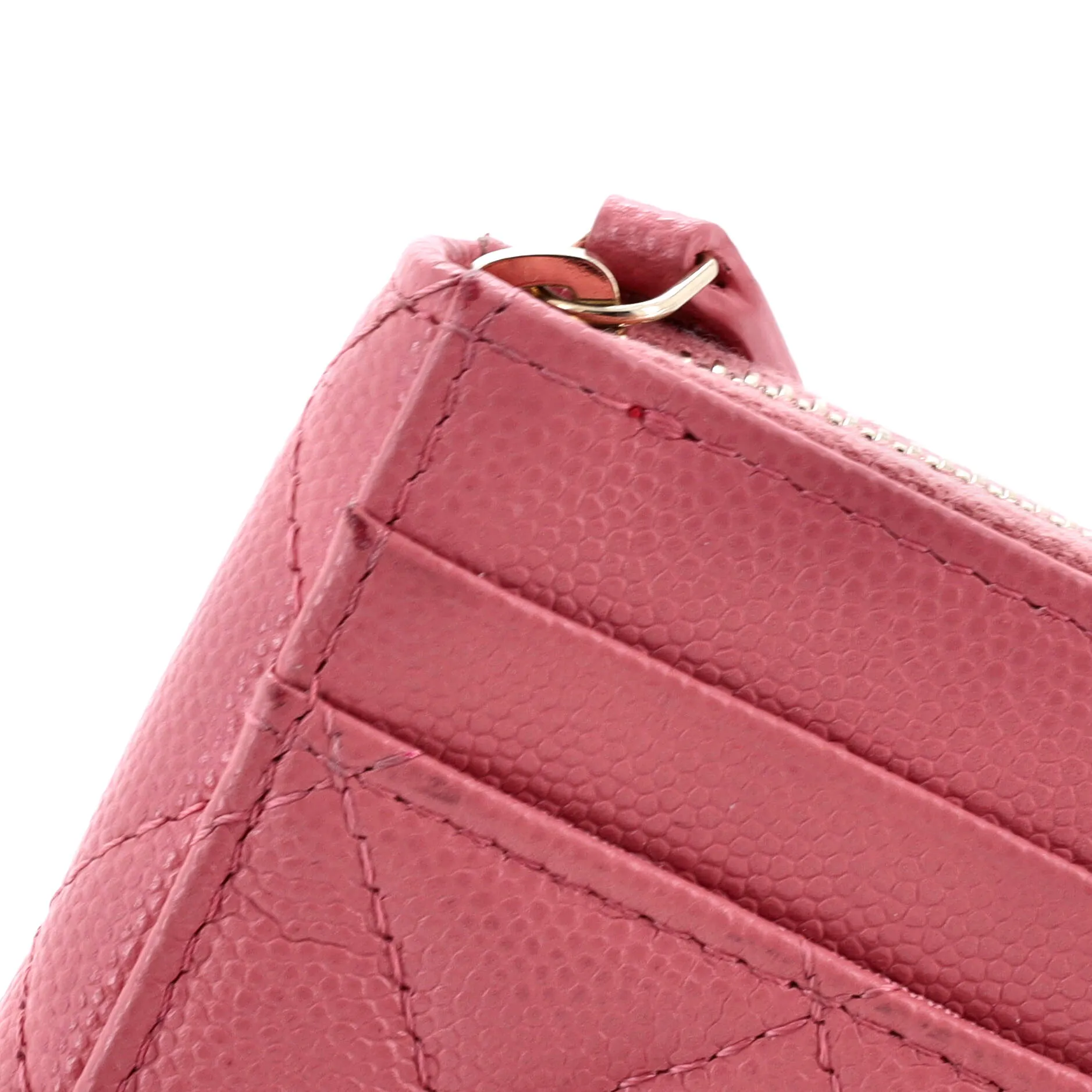 CC Card Holder Zip Coin Purse Quilted Caviar