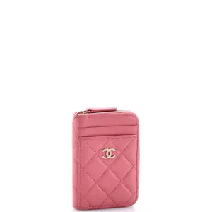 CC Card Holder Zip Coin Purse Quilted Caviar