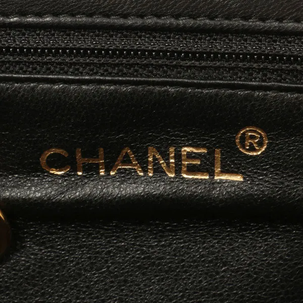 Chanel Around 1998 Made Logo Metal Clasp Handbag Black