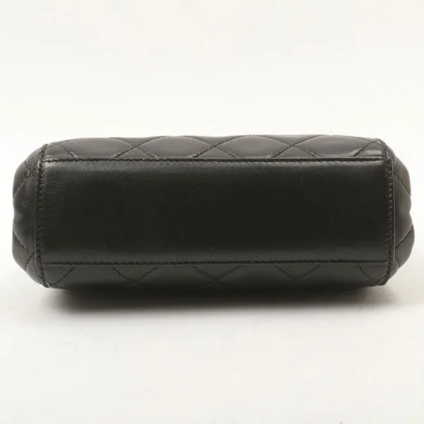 Chanel Around 1998 Made Logo Metal Clasp Handbag Black