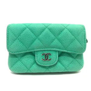 Chanel CC Mark CC Wallet coin purse Green SilverHardware