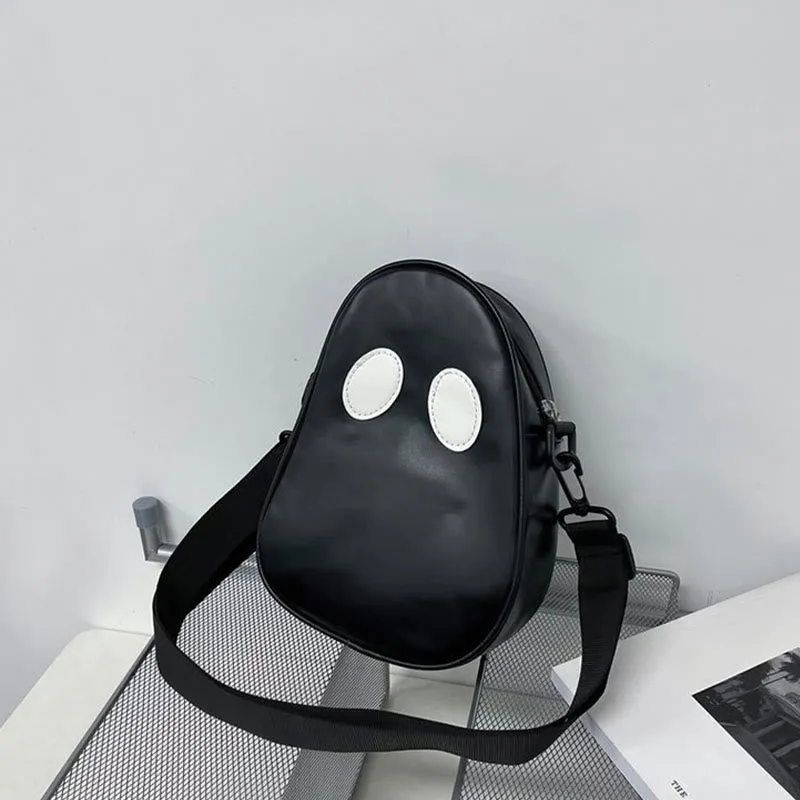Crossbody Bag For Outdoor Funny Faceless Pattern Leather Pack