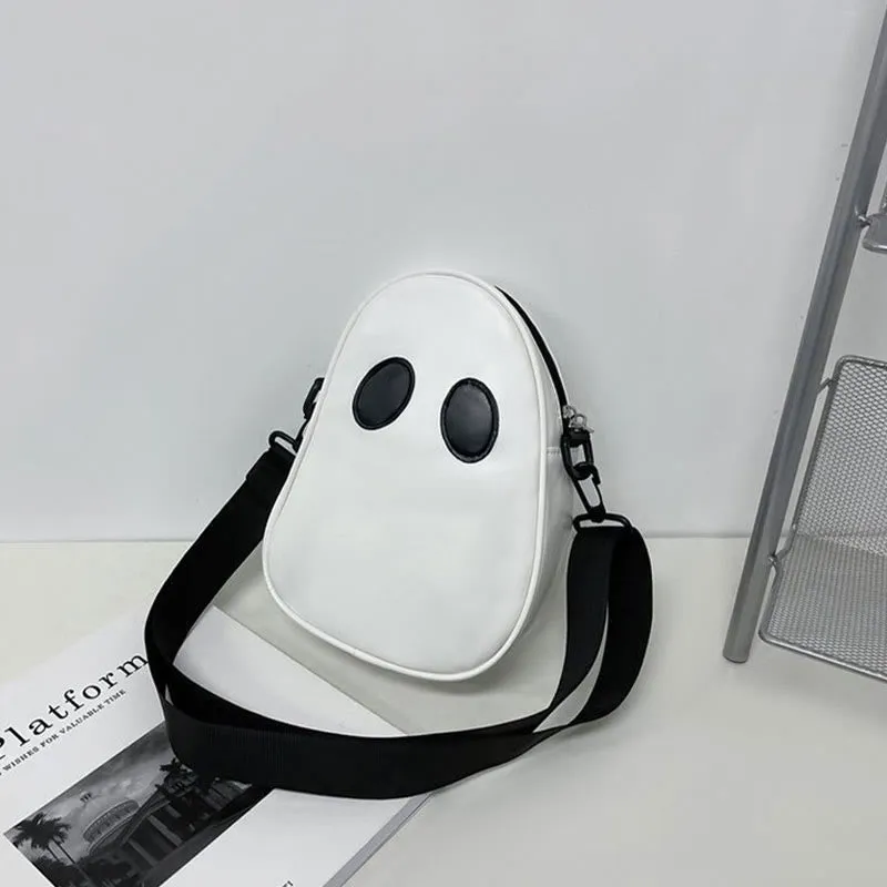 Crossbody Bag For Outdoor Funny Faceless Pattern Leather Pack