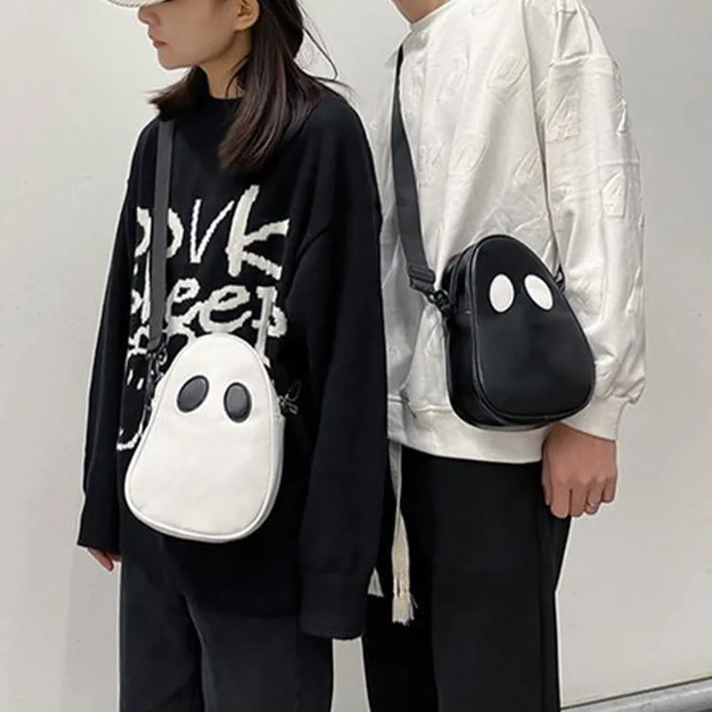 Crossbody Bag For Outdoor Funny Faceless Pattern Leather Pack