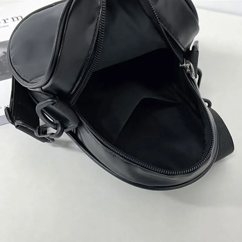 Crossbody Bag For Outdoor Funny Faceless Pattern Leather Pack