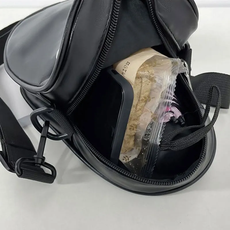Crossbody Bag For Outdoor Funny Faceless Pattern Leather Pack