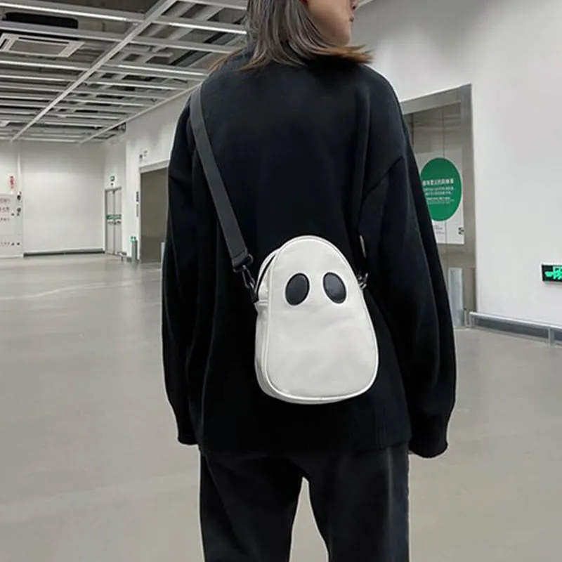 Crossbody Bag For Outdoor Funny Faceless Pattern Leather Pack