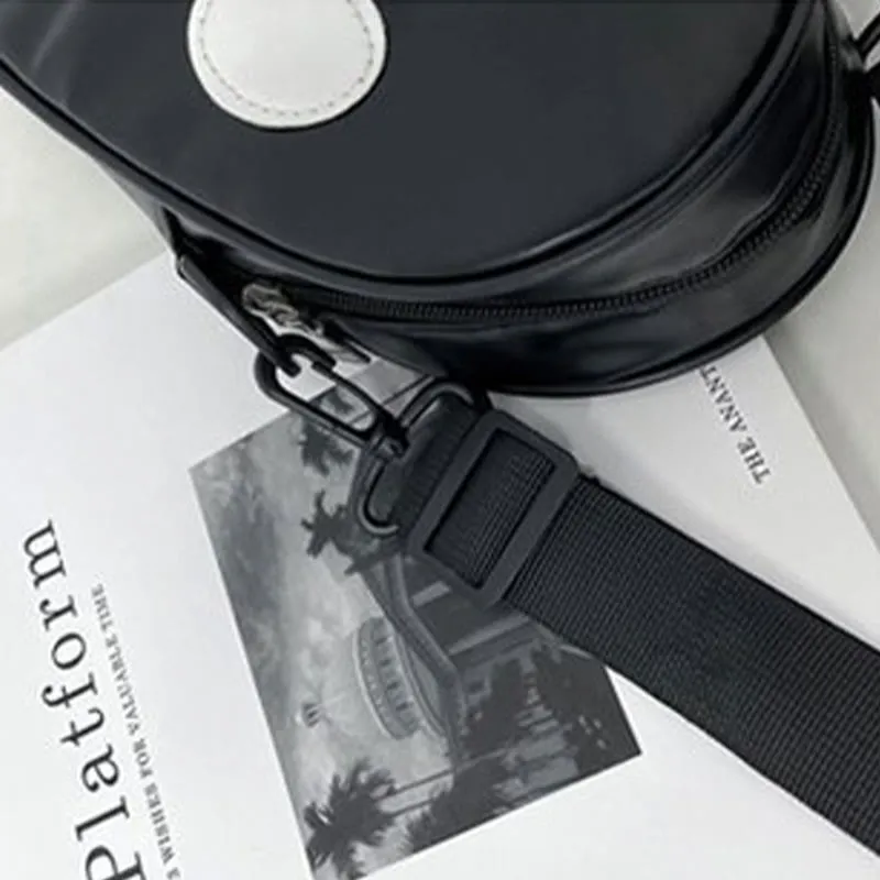Crossbody Bag For Outdoor Funny Faceless Pattern Leather Pack