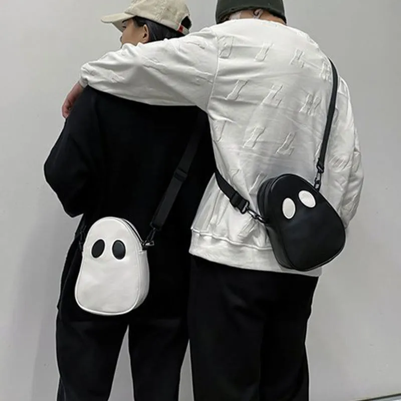 Crossbody Bag For Outdoor Funny Faceless Pattern Leather Pack