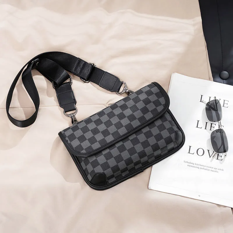 Crossbody Bag for Unisex Minimalist Square PU Leather Shoulder Bag