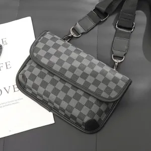 Crossbody Bag for Unisex Minimalist Square PU Leather Shoulder Bag