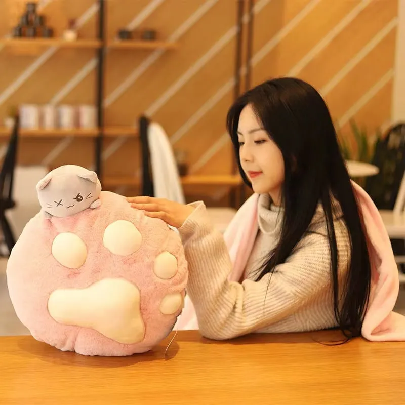 Cute Cat Paw Plush Cushion