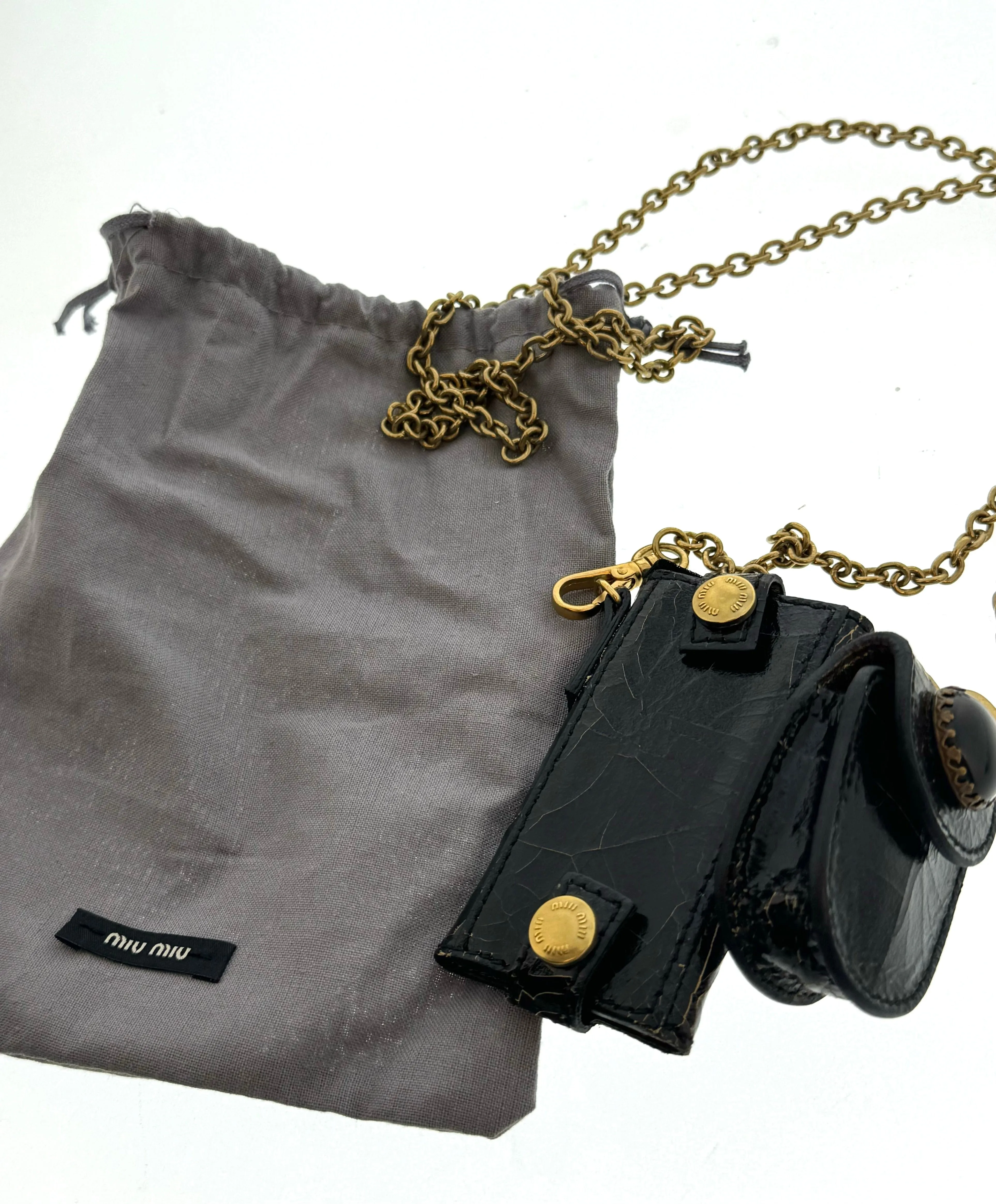 Damaged/ Store Return Miu Miu Black Crackled Leather Handbag Accessory