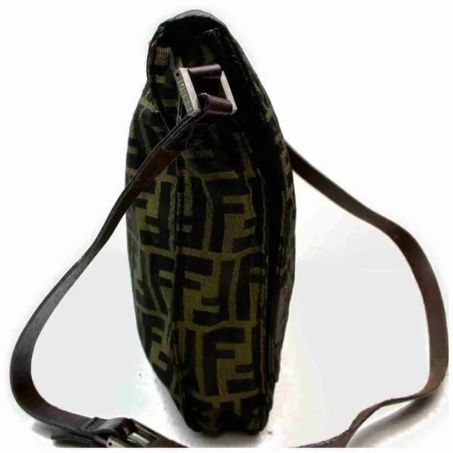 Fendi Shoulder And Cross Body Tobacco Zucco Print Leather And Canvas Messenger Bag