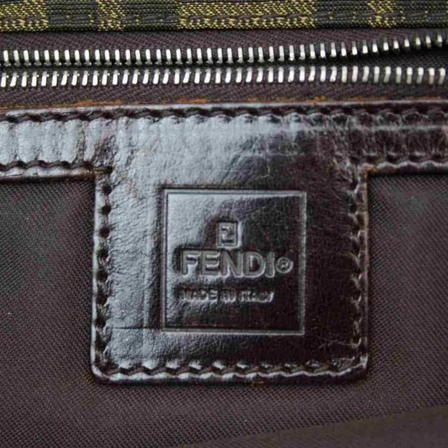 Fendi Shoulder And Cross Body Tobacco Zucco Print Leather And Canvas Messenger Bag