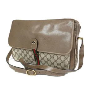 Gucci Early Accessory Collection School Bag Brown Large G Logo Print With Red And Green Shelly Strip