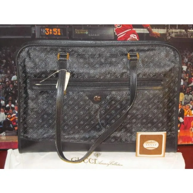 Gucci Top Handle Xl Ltd Ed Canvasleather Black Greys White Leathercoated Canvas Tote