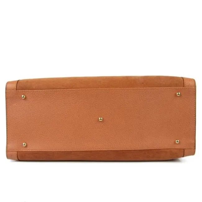 Gucci Tote Bag Shopper Orange W Bamboo Handles Suede And Leather With Satchel