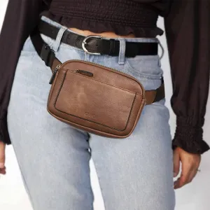 Multifunctional Waist Bag Retro Vegan Leather Outdoor Sports Satchel Purse