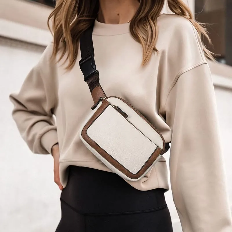 Multifunctional Waist Bag Retro Vegan Leather Outdoor Sports Satchel Purse