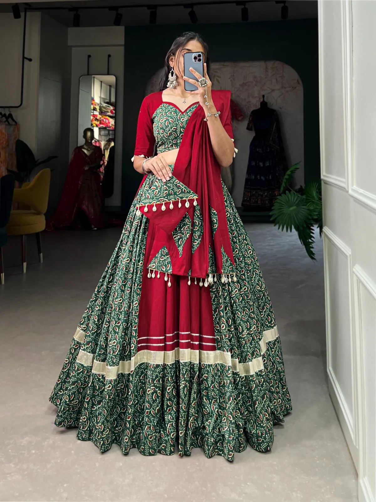 Navratri Garba Traditional Pure Cotton Gota Patti Chaniya Choli for Women's