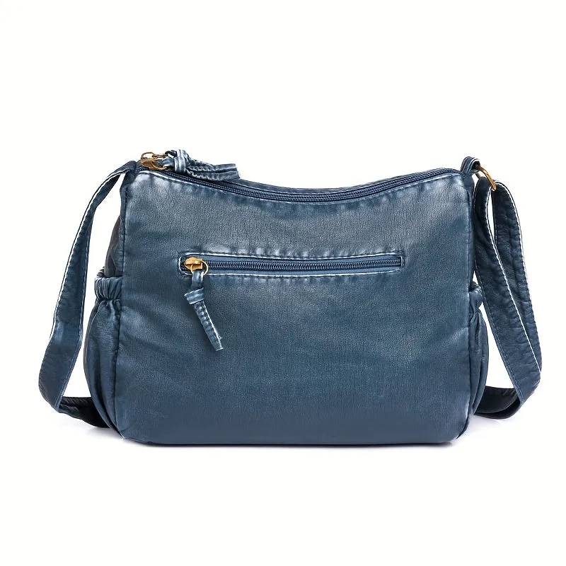 realaiot  Durable Multi-compartment Crossbody Bag, Solid Color Shoulder Bag, Perfect Messenger Bag For Daily Use