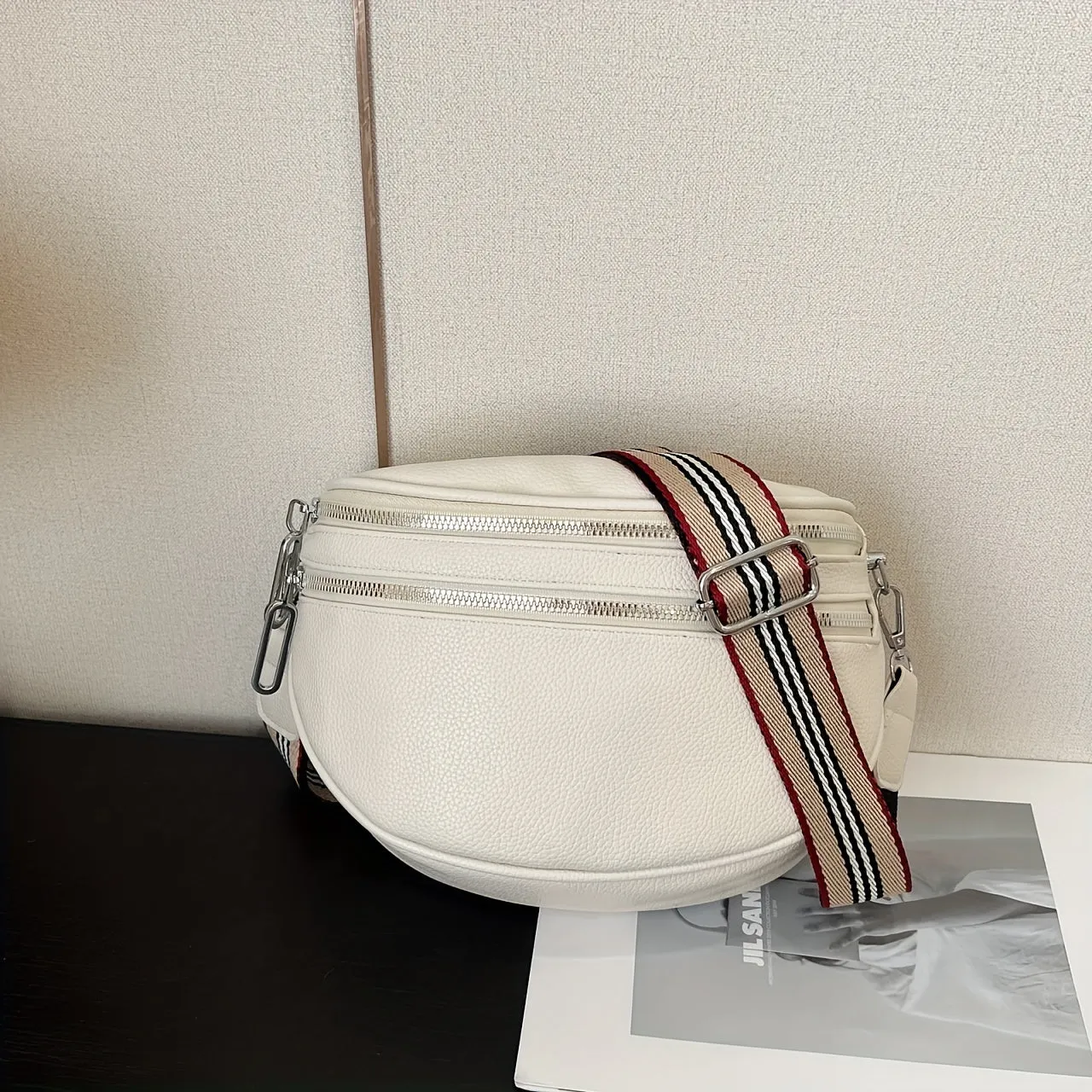 realaiot  Fashion Wide Shoulder Strap Fancy Pack, Casual Multi Zipper Layer Chest Bag, All-Match Sports Crossbody Bag