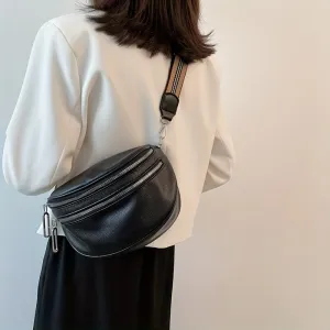 realaiot  Fashion Wide Shoulder Strap Fancy Pack, Casual Multi Zipper Layer Chest Bag, All-Match Sports Crossbody Bag