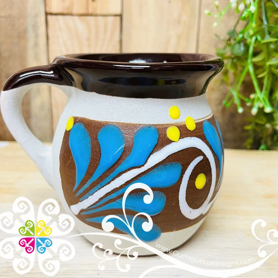 Single Decorated Clay Mugs -  Single Taza Barro