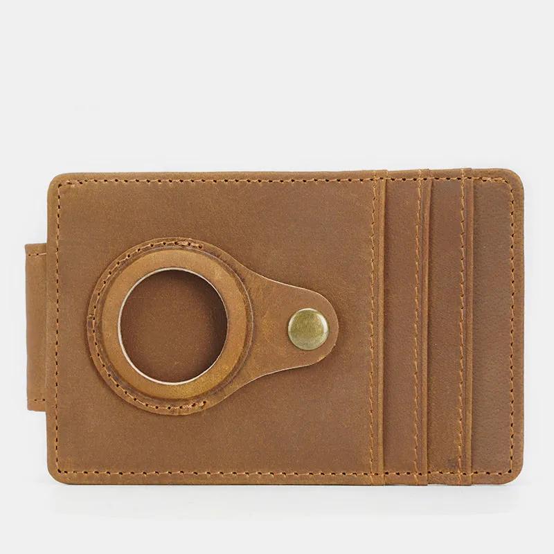 Smart Front Pocket Wallet with AirTag RFID Blocking Genuine Leather Card Holder
