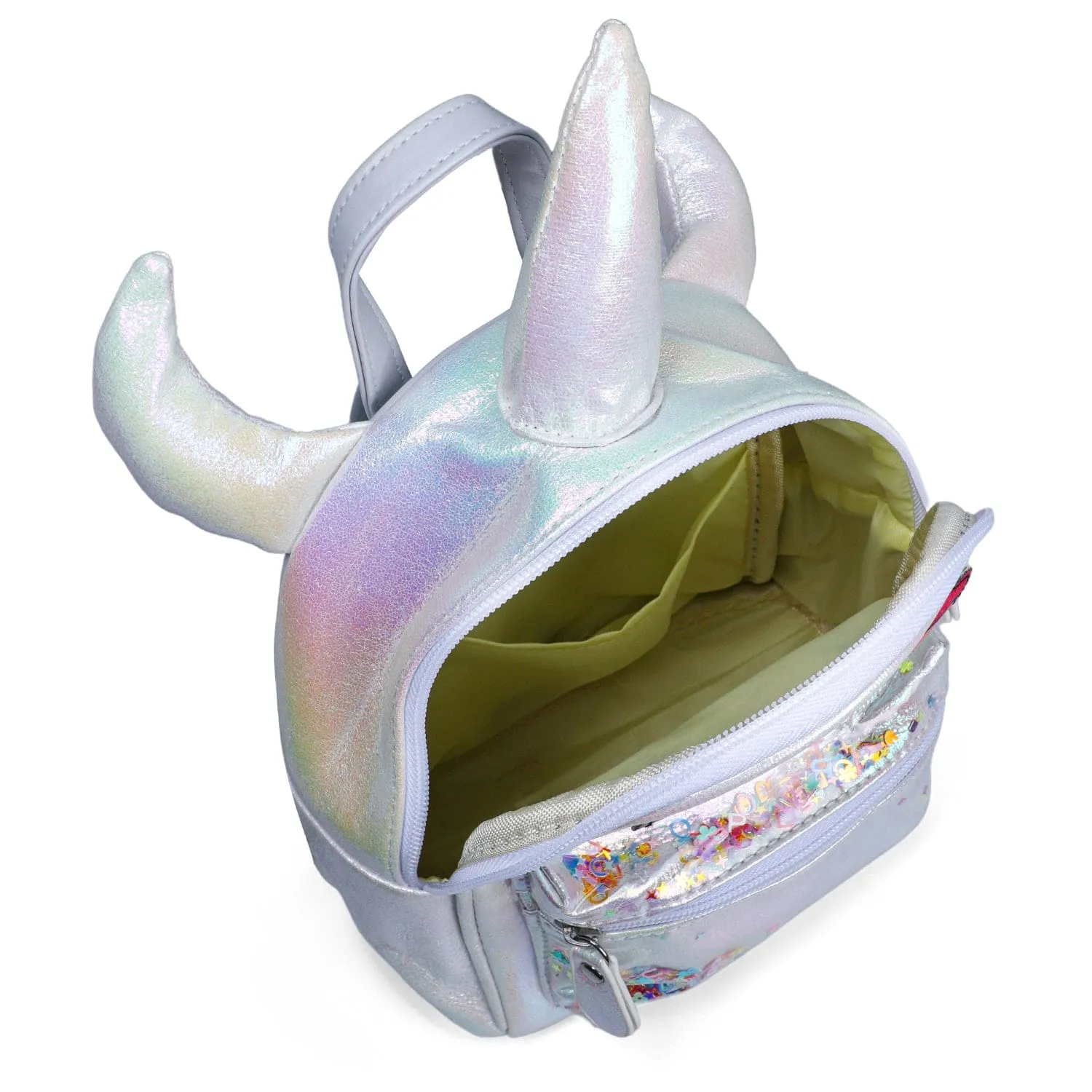 Unicorn Sequined Dual Tone Backpack Trendy Bag - White