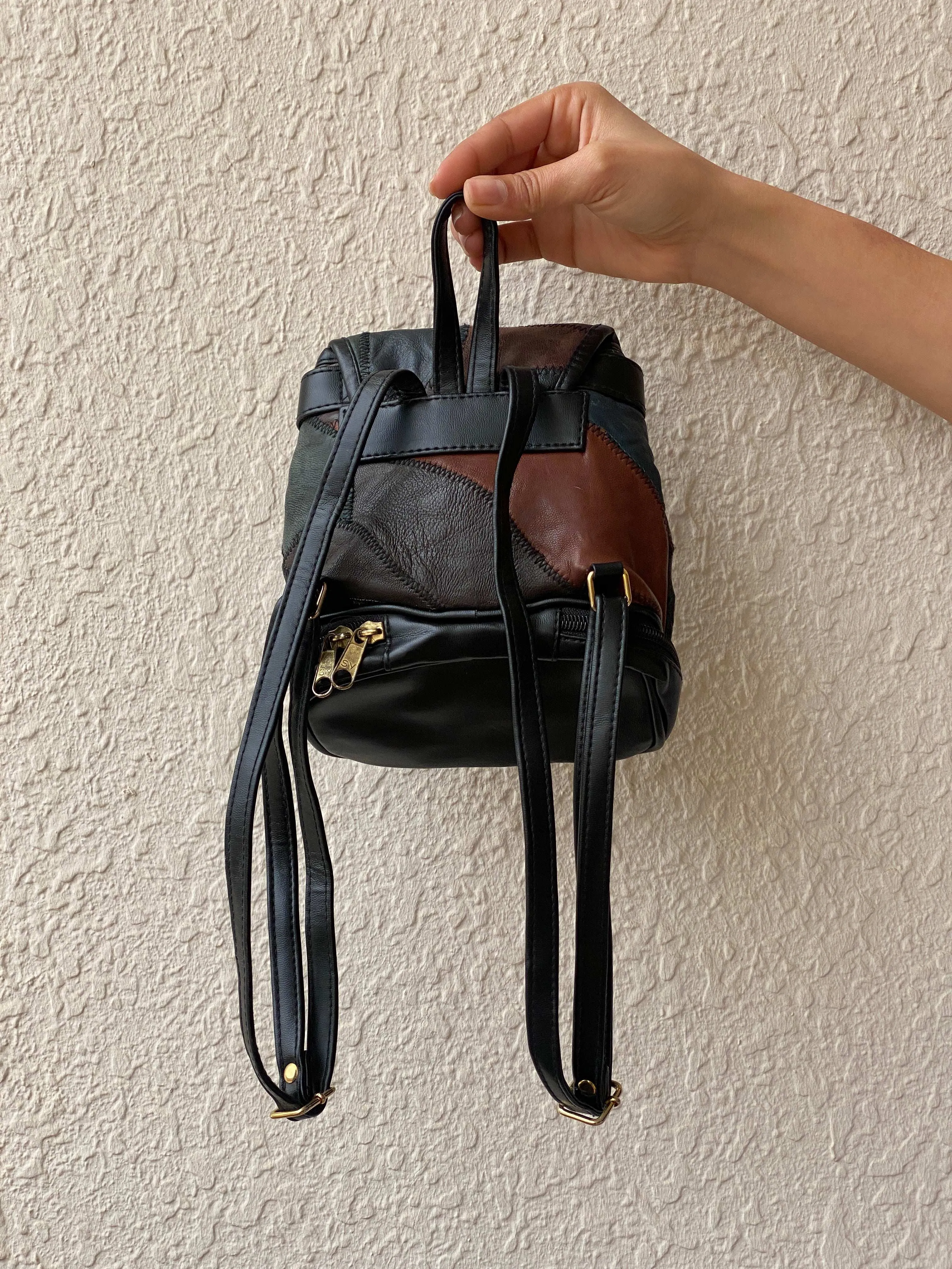 Unique Vintage Genuine Italian Leather Mini Backpack