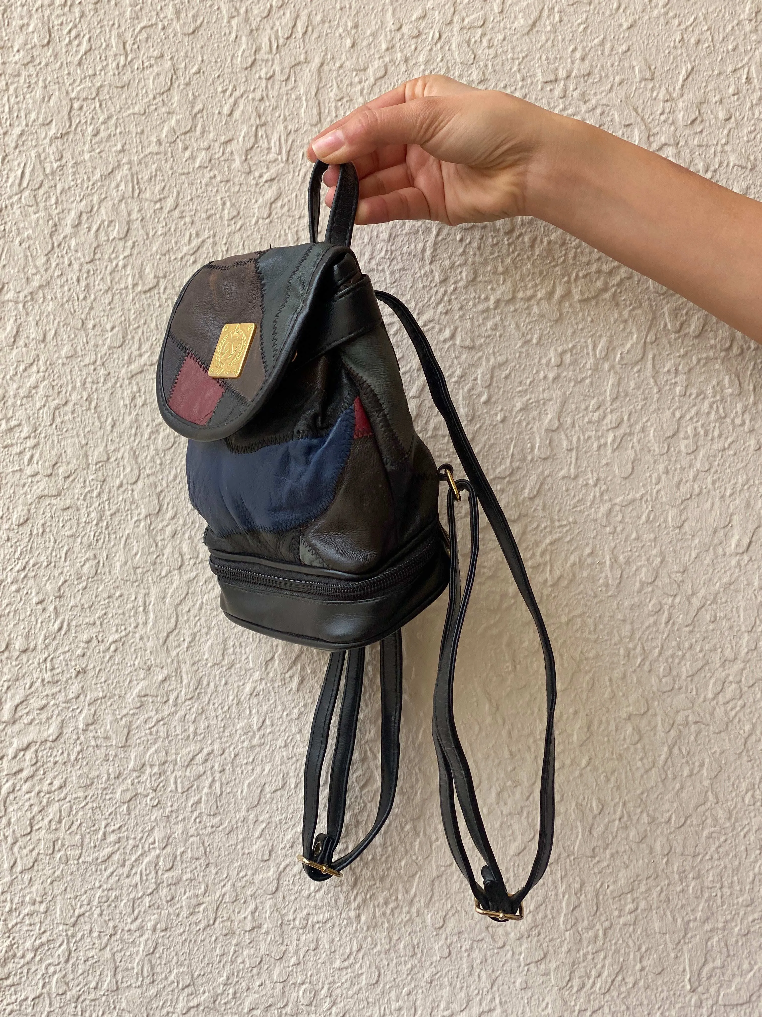 Unique Vintage Genuine Italian Leather Mini Backpack