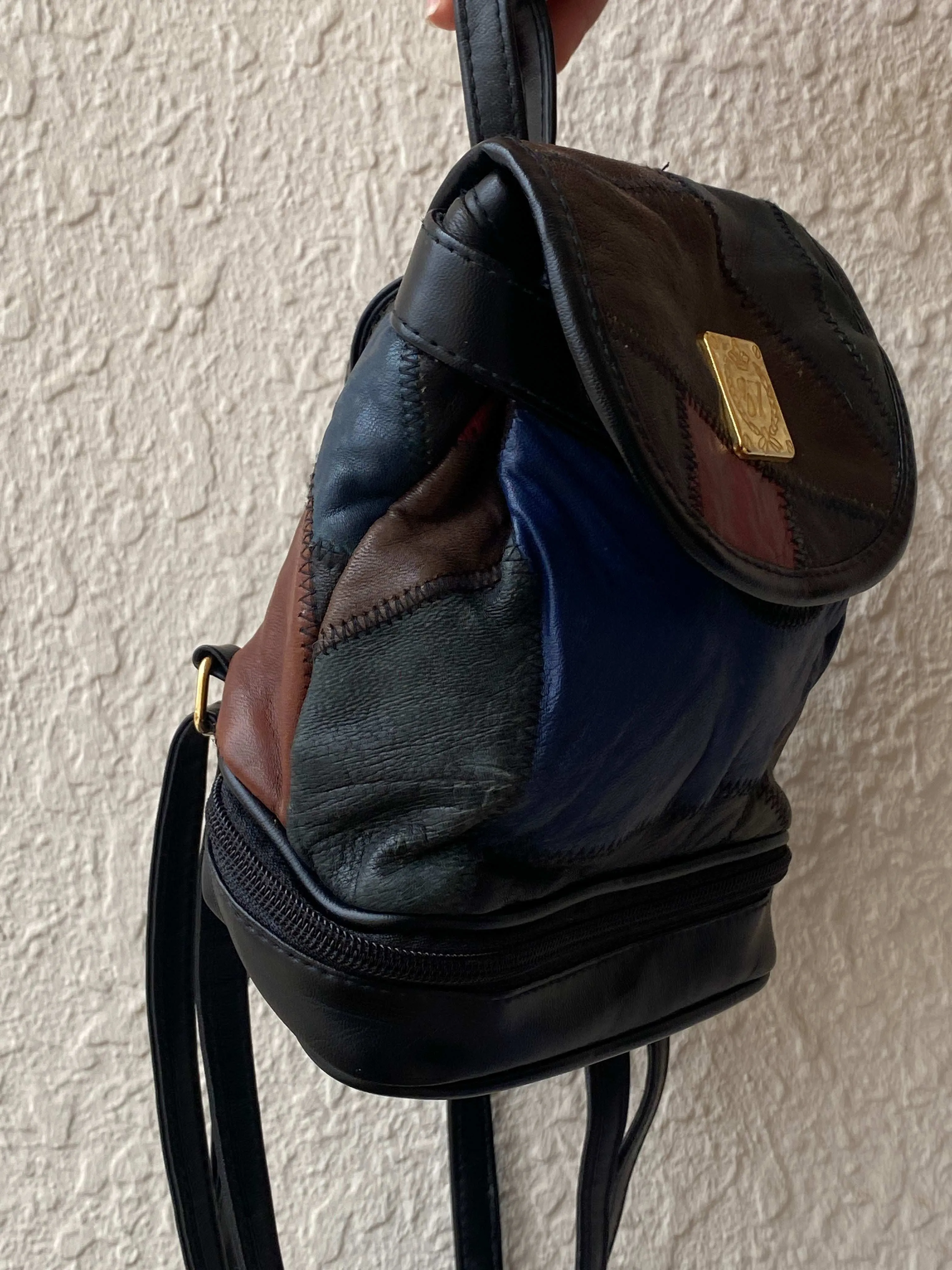Unique Vintage Genuine Italian Leather Mini Backpack
