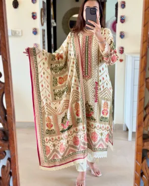 Women's Designer Party Wear Pure Soft Hevay Banana Silk With Sequance Salwar Suite