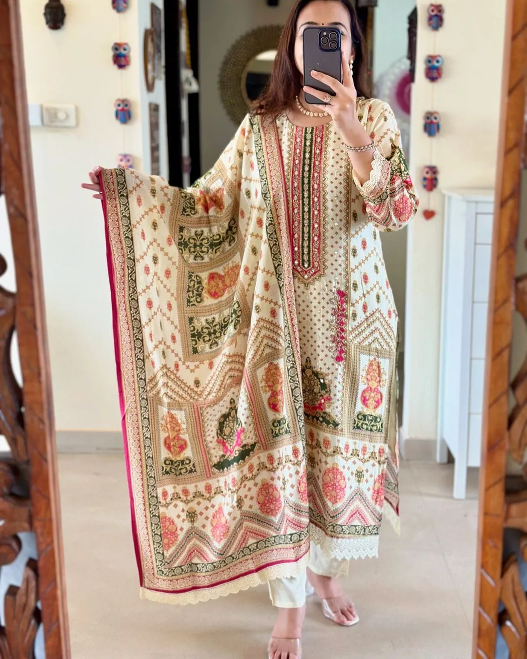 Women's Designer Party Wear Pure Soft Hevay Banana Silk With Sequance Salwar Suite
